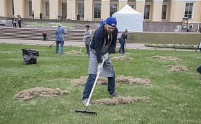 Los empleados de «Power machines» participaron en el «Art-subbotnik» en el Jardín Mikhailovsky de San Petersburgo