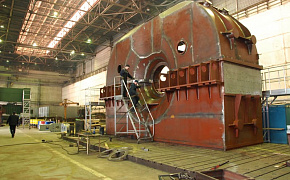 Монтаж цилиндра низкого давления турбины К-1200 Ленинградской АЭС-2